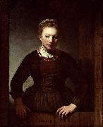 Samuel van hoogstraten Woman at a dutch door Germany oil painting artist